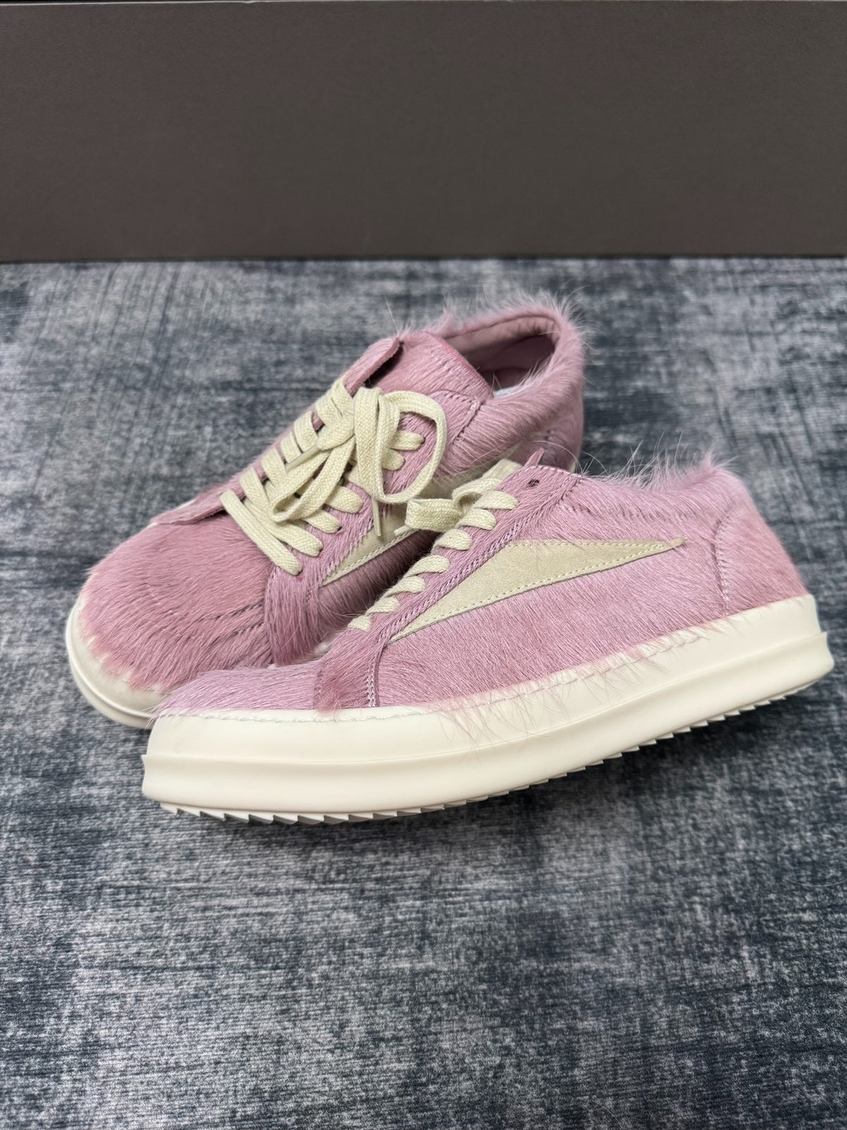 Rick Owens Pink fur sneakers