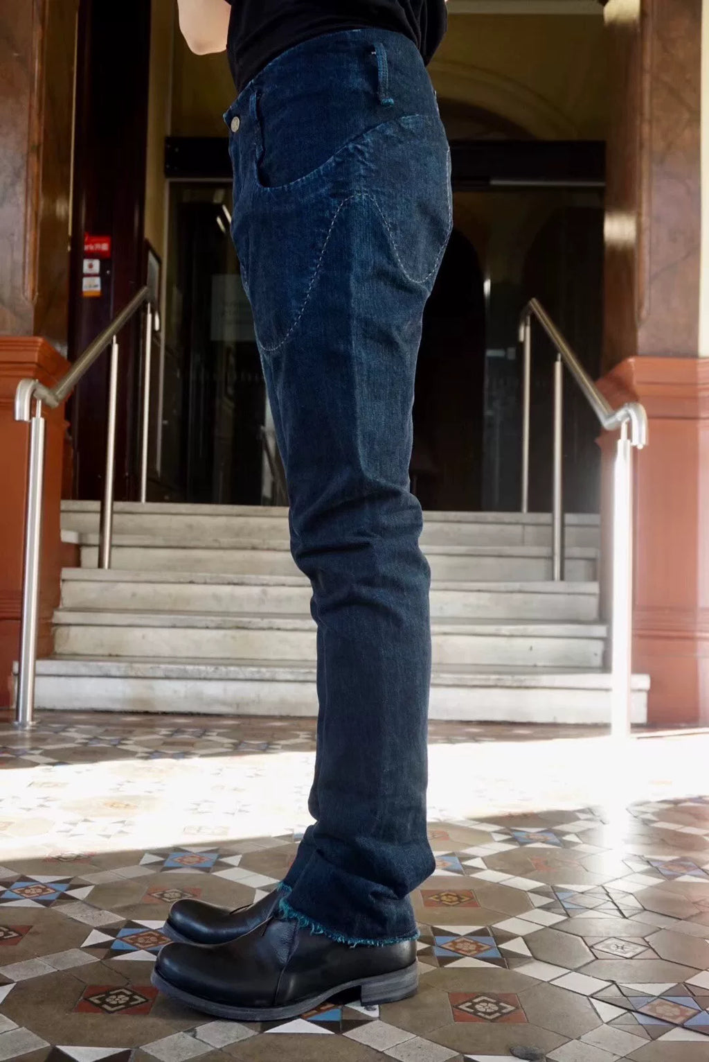 M.A+ AW18 Blue Contrast Stitch Denim Jeans