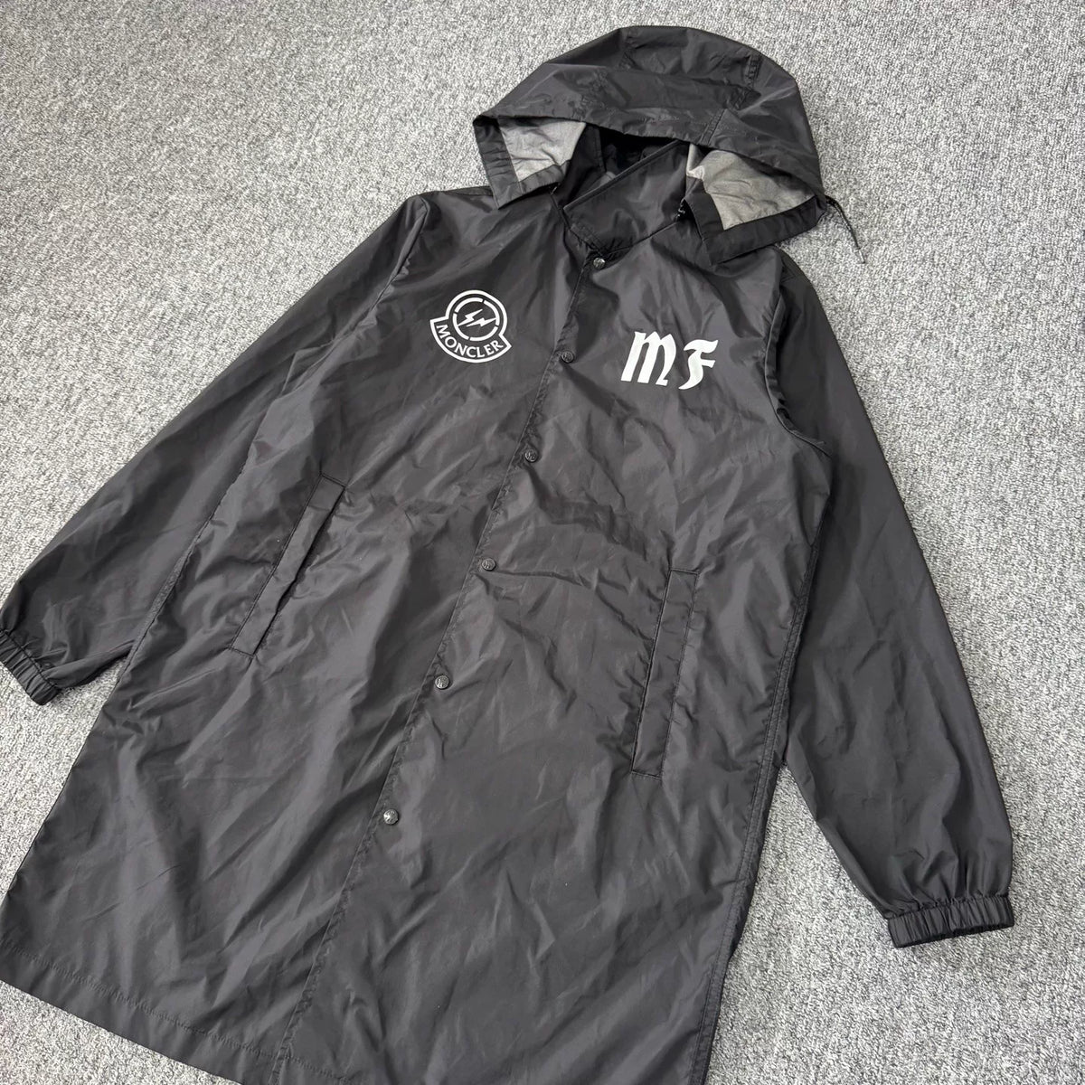 Moncler x Hiroshi Fujiwara collaboration long hooded trench coat