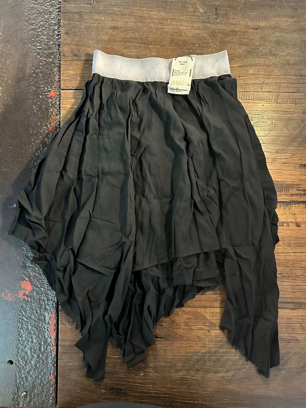 M.A+ FW19 Black Triangle Elastic Waist Viscose Wool Skirt