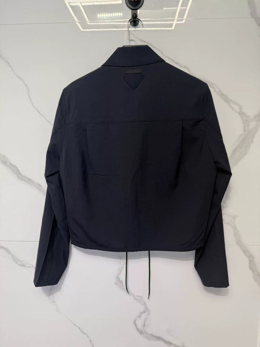 Prada FW25 Blue Wool Logo Collared Jacket