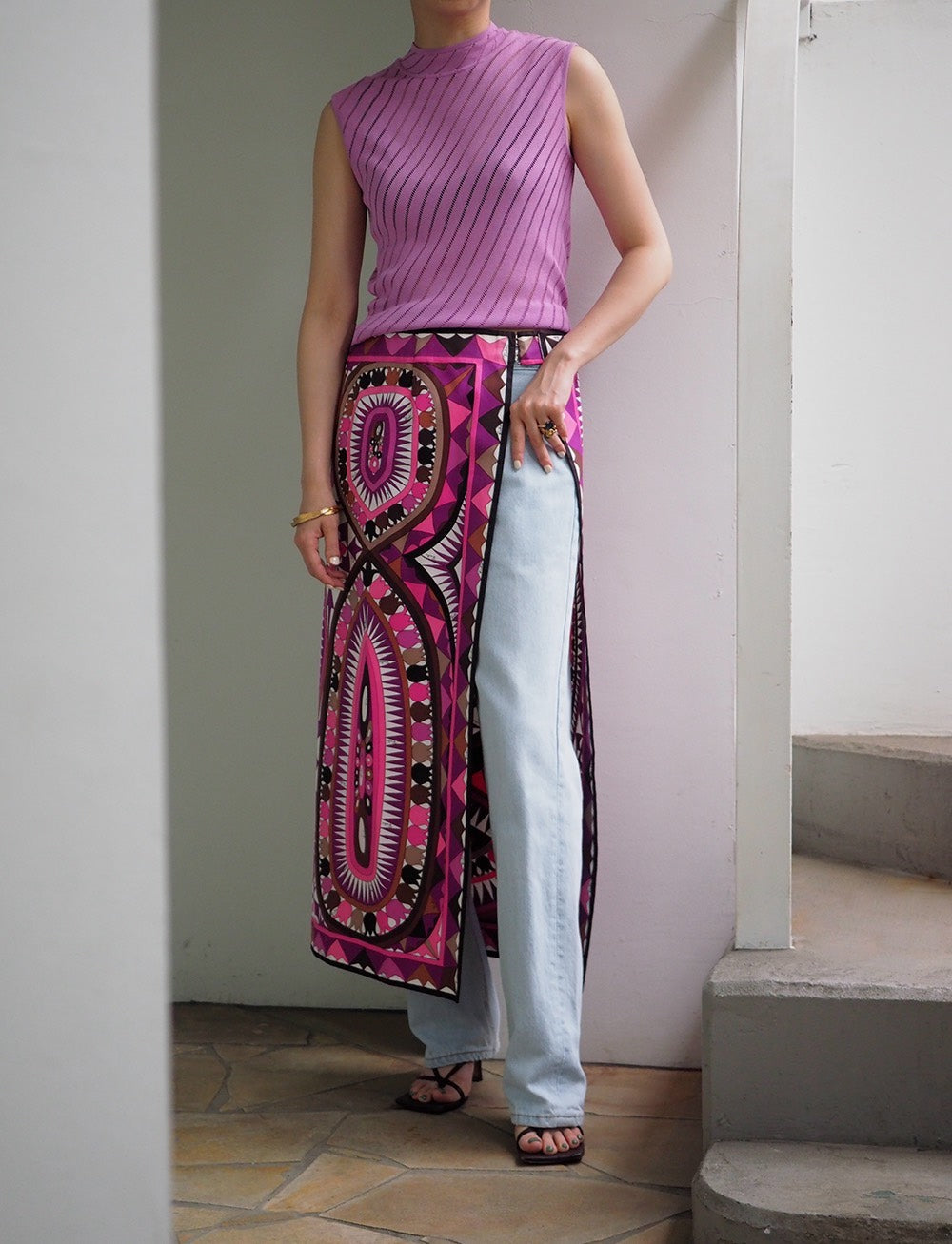 Celine 1980s Ribbed Mesh Sleeveless Top