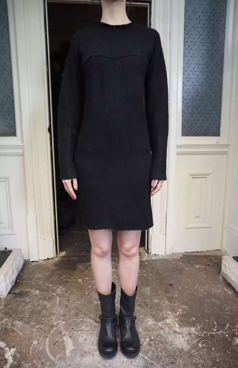 M.A+ FW16 Black Cross Round Neck Pullover Cashmere Silk Sweater
