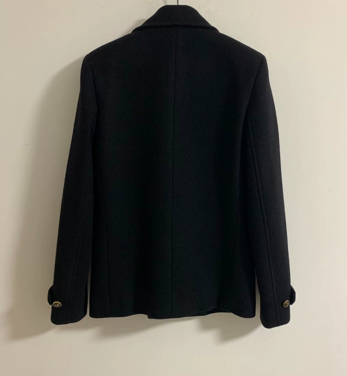 Saint Laurent FW20 Navy Gold Button Double-Breasted Wool Coat