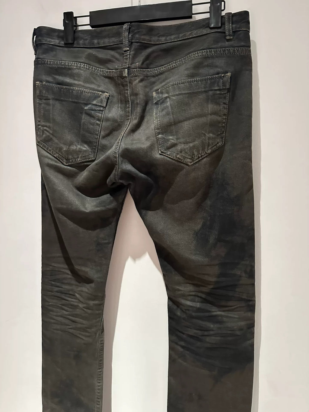 Rick Owens Mud-Dyed Distressed Denim Pants