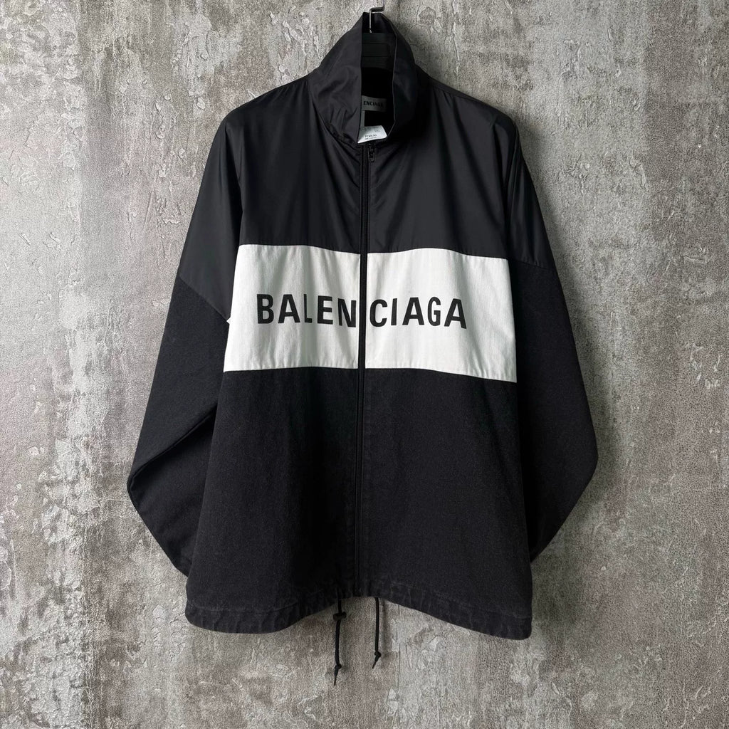 Balenciaga Print Denim Panel Shell Jacket
