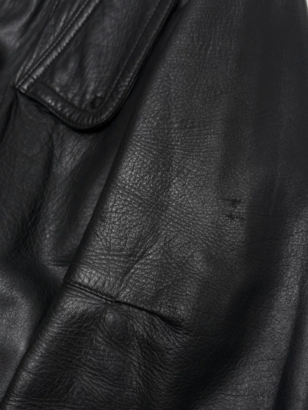 Ann Demeulemeester 2000s Black Asymmetric Zip-Up Leather Jacket
