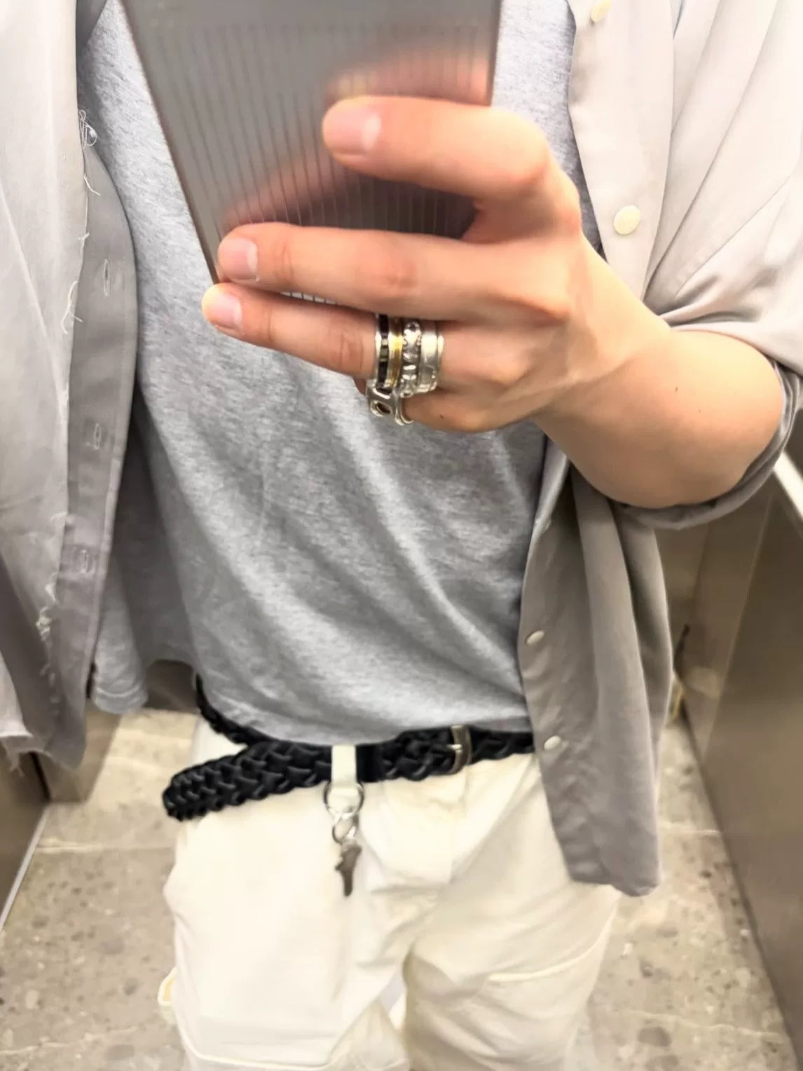 Balenciaga Silver Buckle Woven Belt
