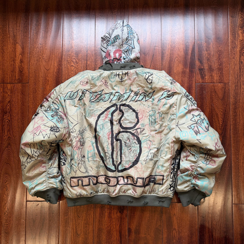 Mowalola 25FW Graffiti bomber removable hooded jacket
