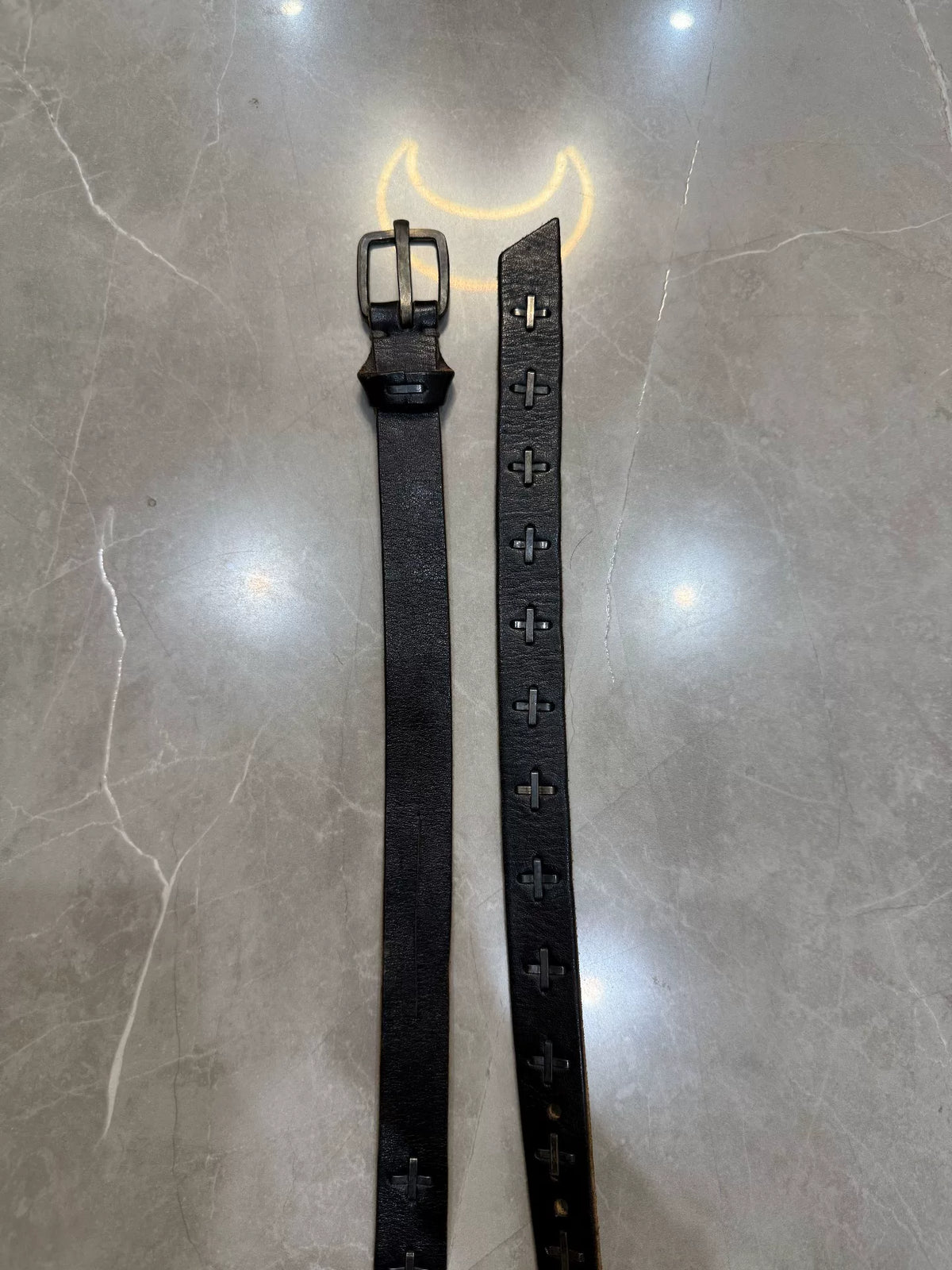 M.A+ SS06 Black Cross Leather Belt