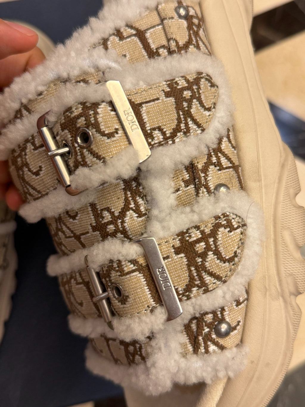 Travis Scott x Dior fur slippers