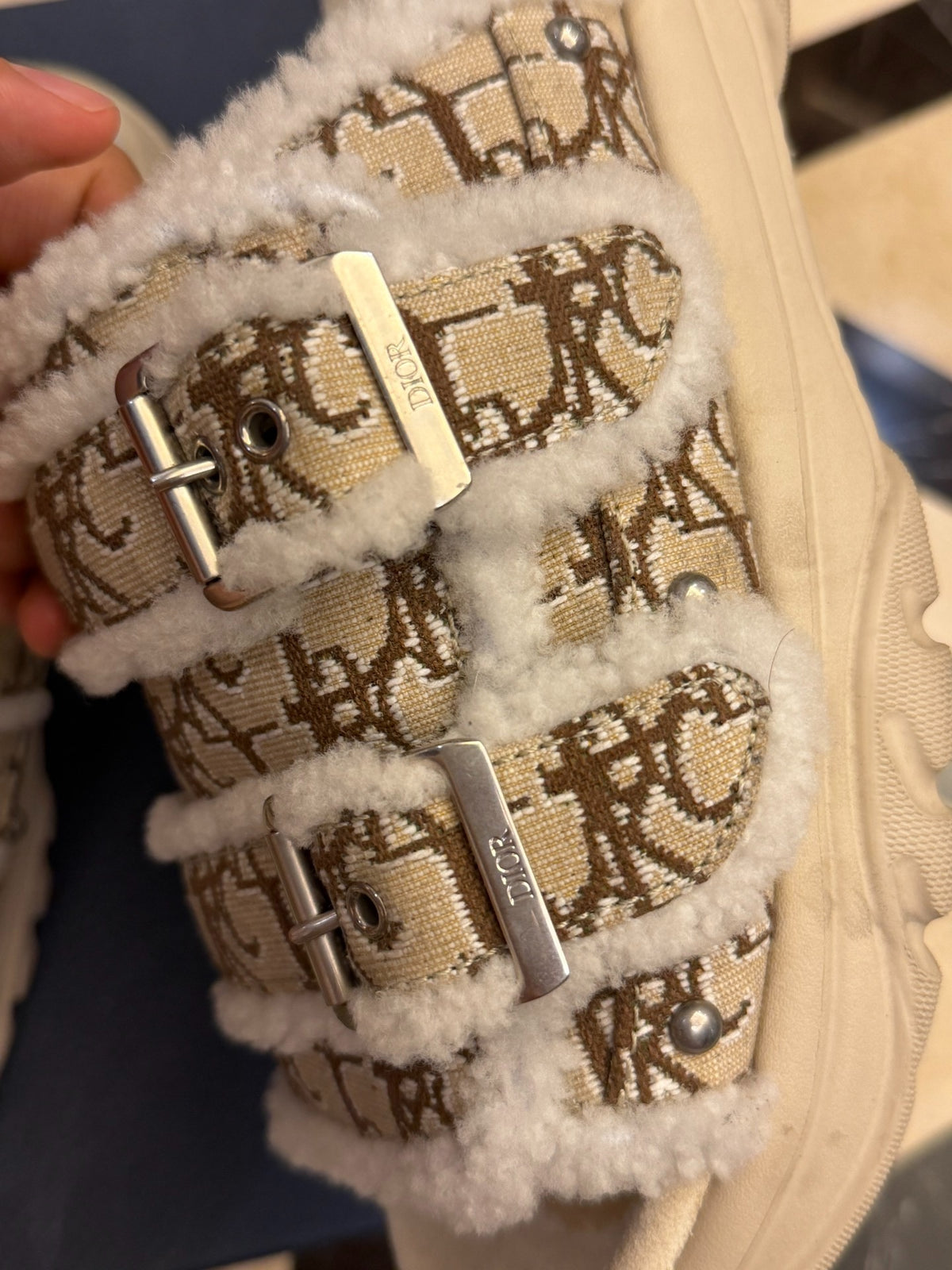 Travis Scott x Dior fur slippers