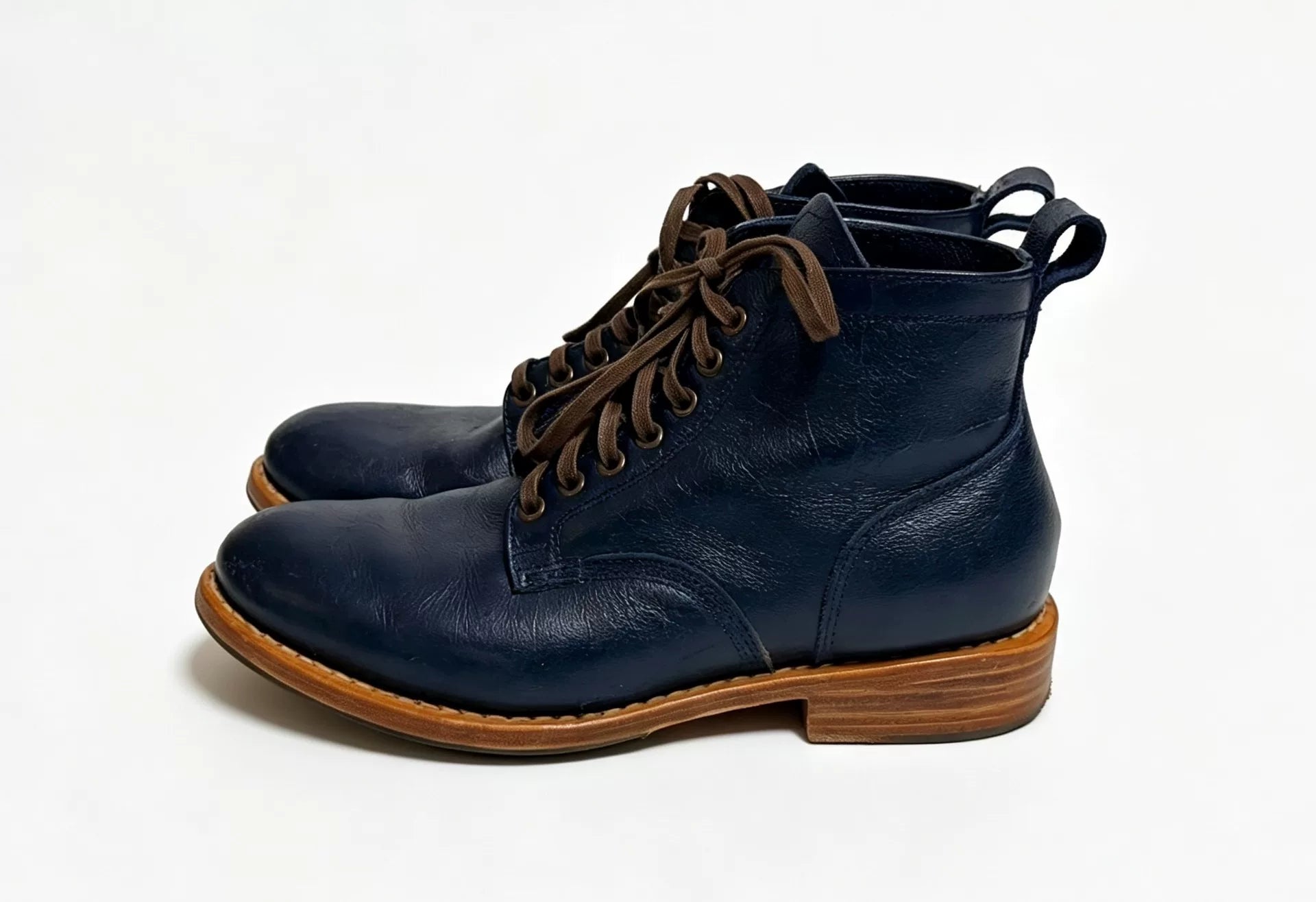 Visvim Marshal Boots-Folk Wmv Navy Leather Boots