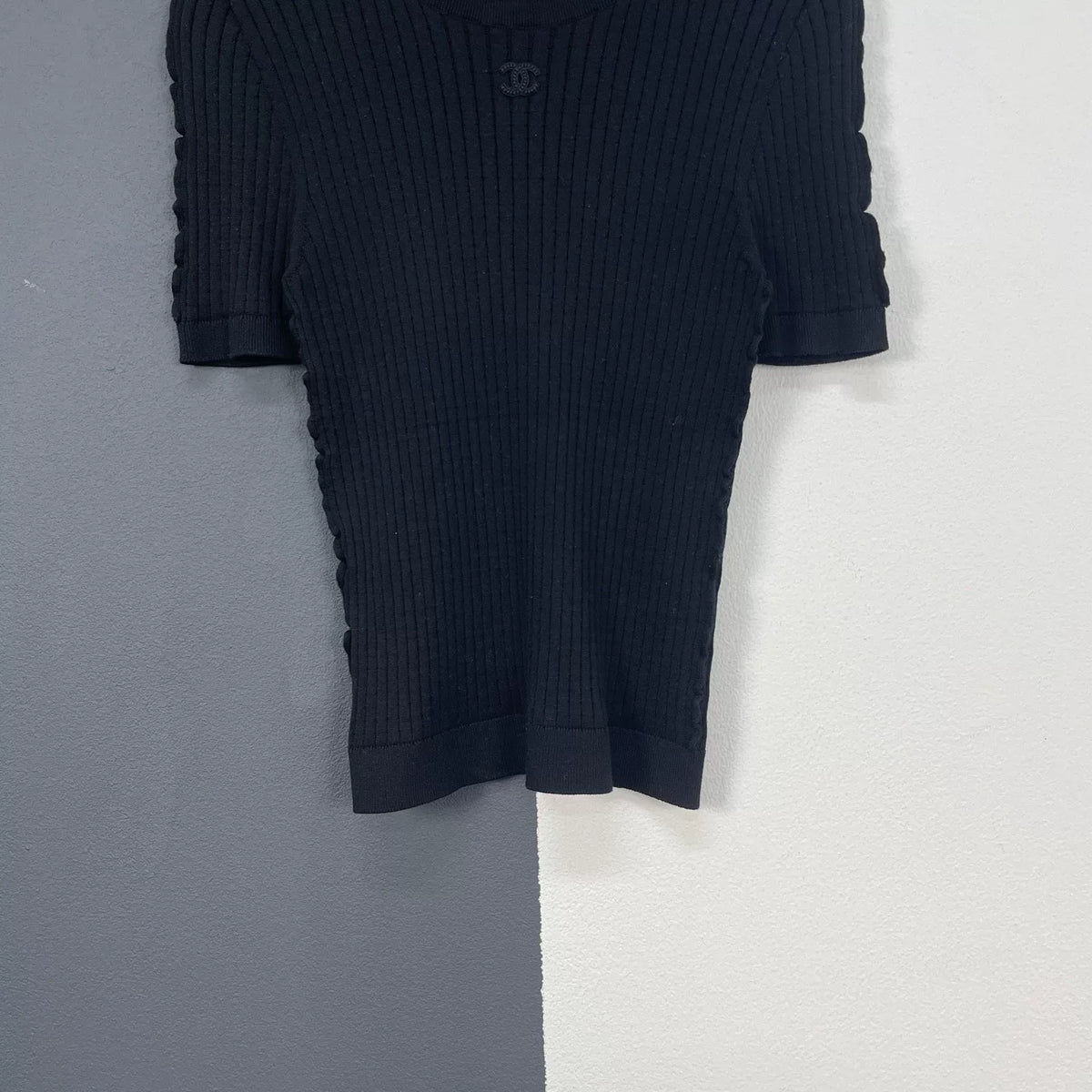 Chanel Short Sleeve Knit Logo Top