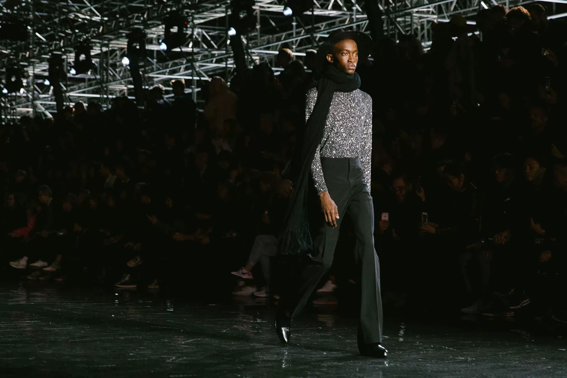 Saint Laurent Paris 19SS Runway Silver Knitwear Sweater