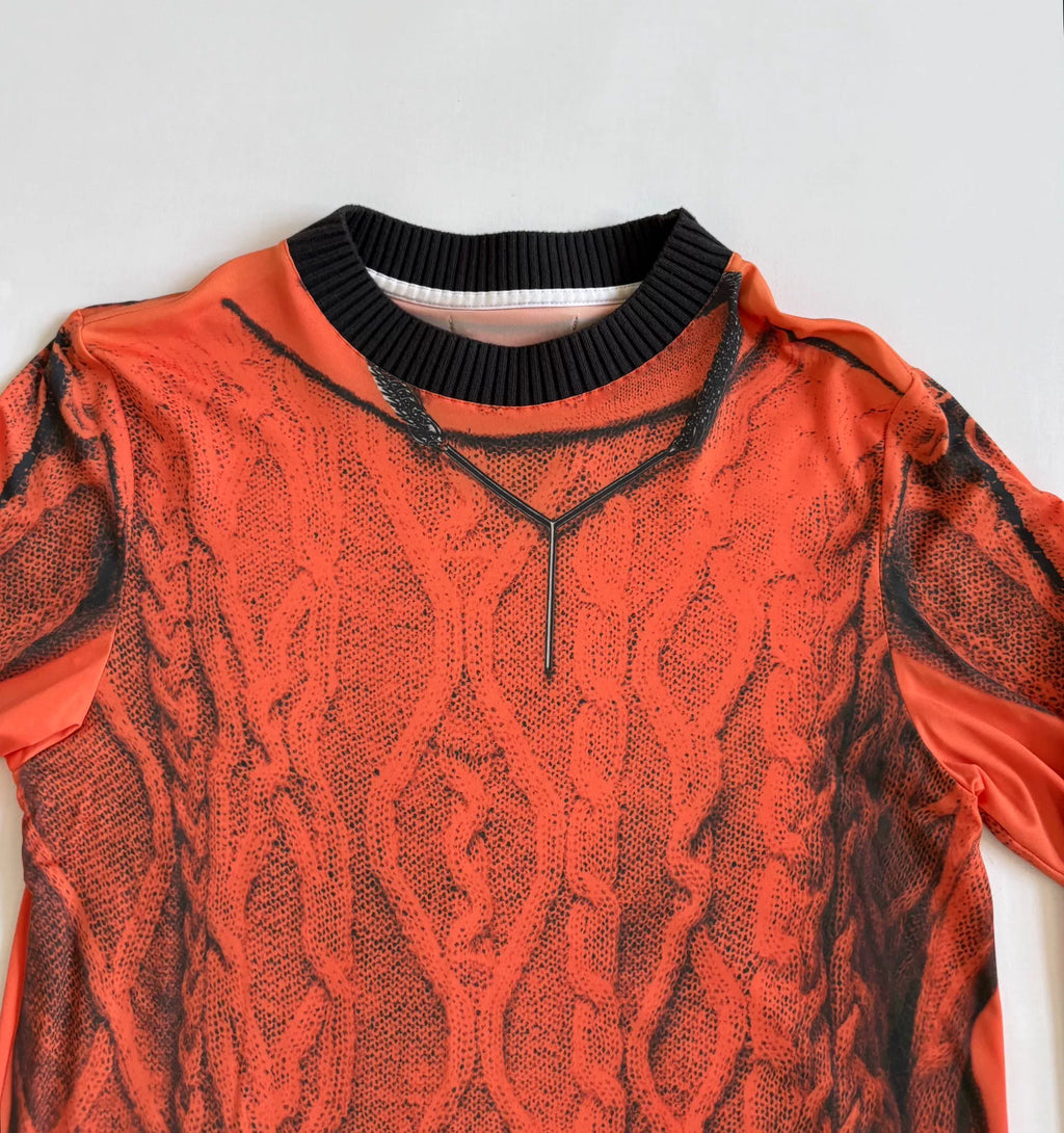 Jean Paul Gaultier Yproject Print Mesh Panel Knit Top