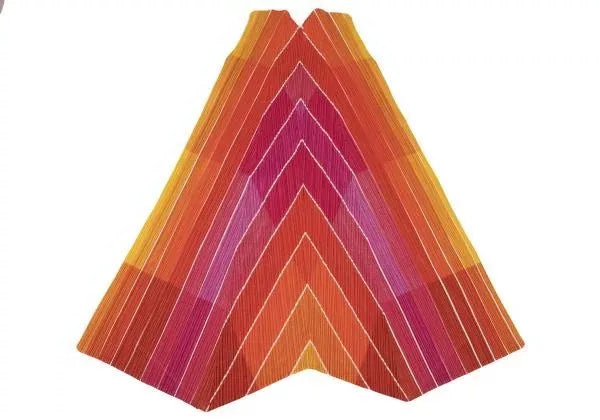 Issey Miyake Vintage Orange Striped Pleated Dress