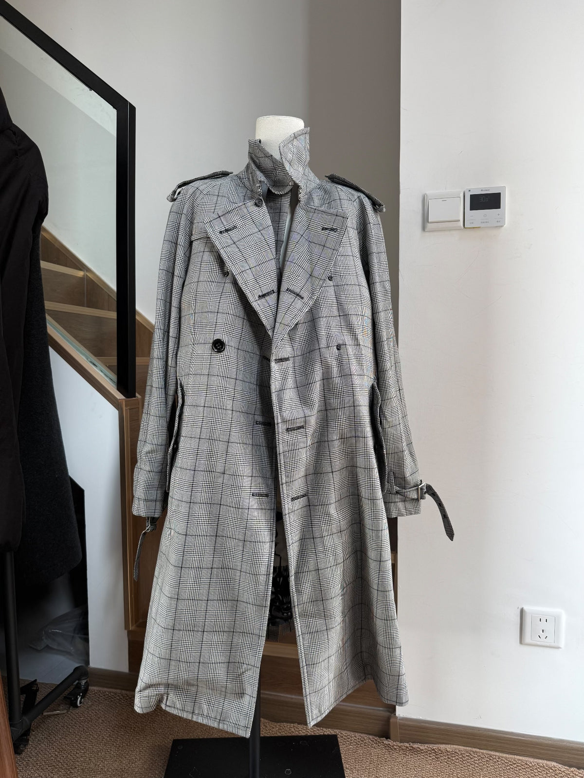 Comme Des Garçons Homme Plus Houndstooth Floral Patchwork Coat