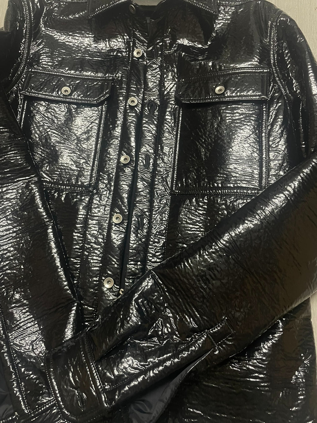 Rick Owens coated fabric varnish effect shirt jacket