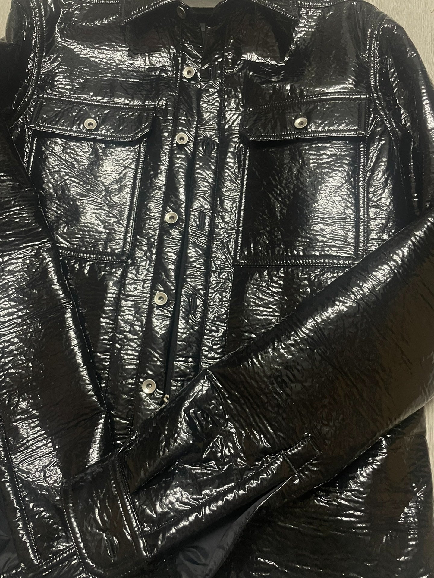 Rick Owens coated fabric varnish effect shirt jacket