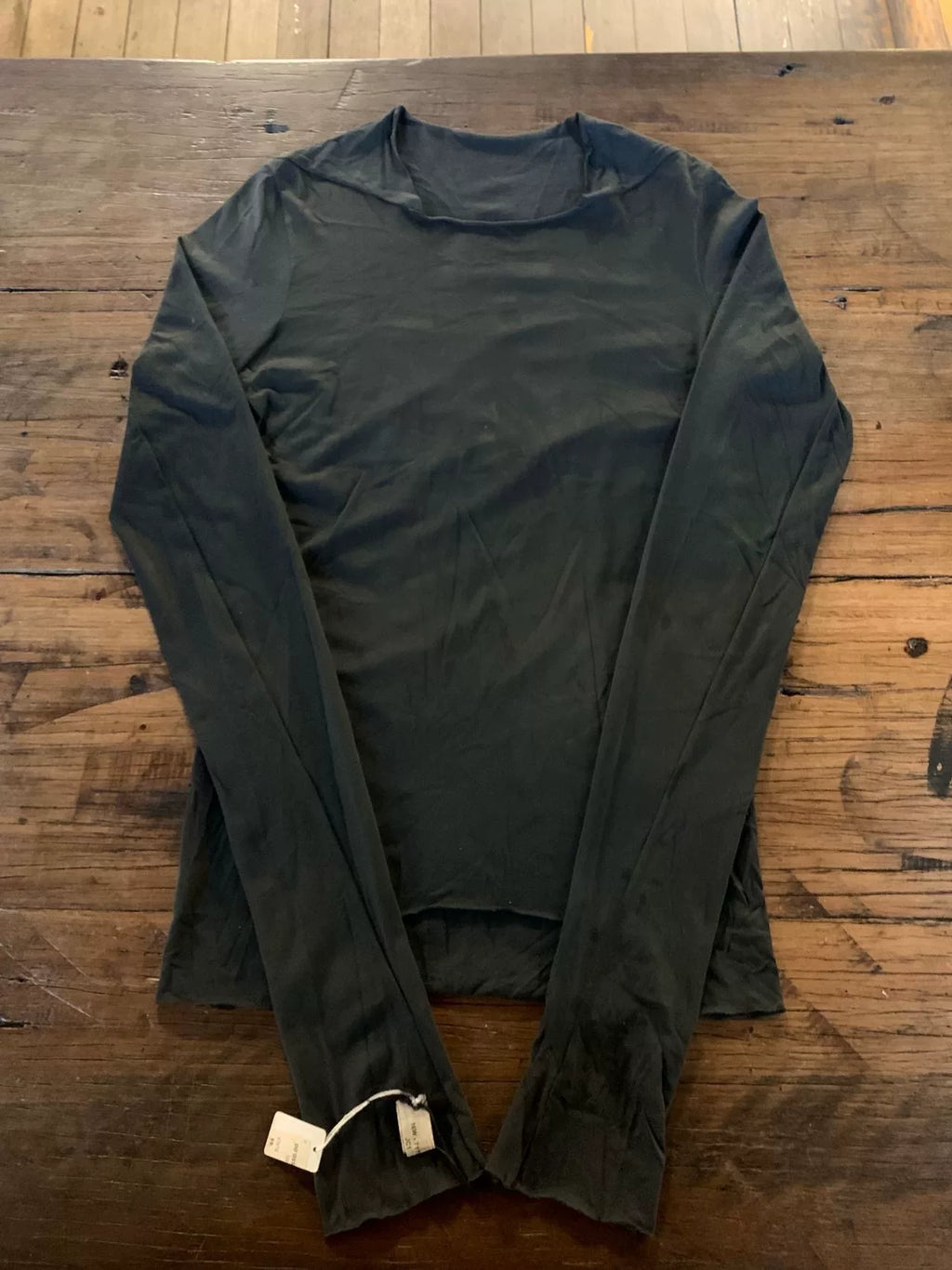 M.A+ FW16 Black Square Neck Longsleeve Tight Linen Tee