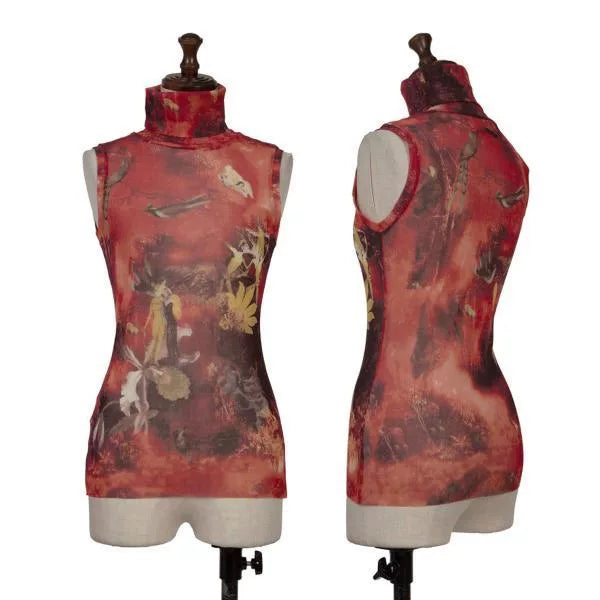 Jean Paul Gaultier Vintage Red Floral Mesh Top