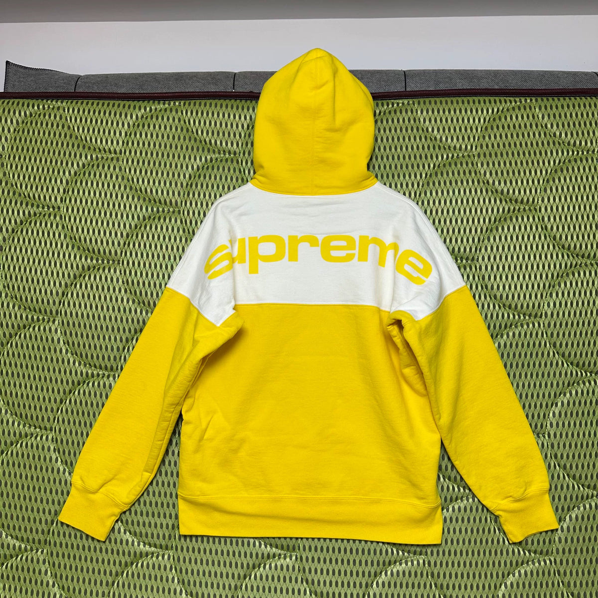 Supreme Yellow White Patchwork Hooded Sweater