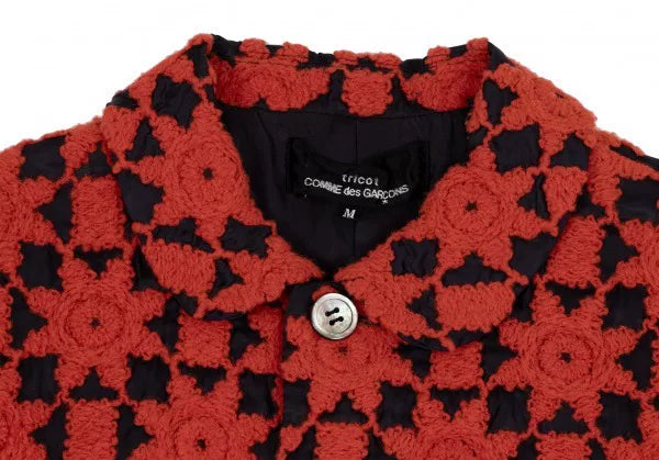 COMME des GARCONS Vintage Red Floral Mandarin Collar Top