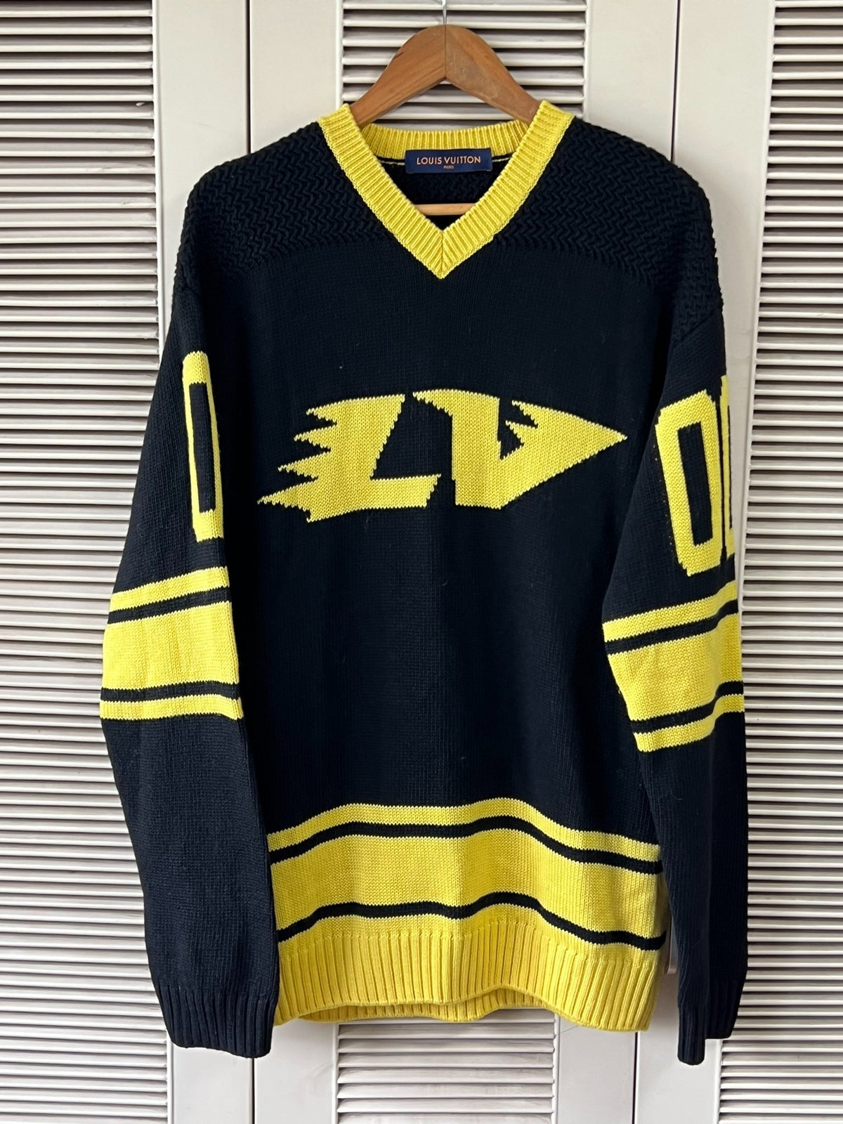 Louis Vuitton LV soccer-style black and yellow sweater