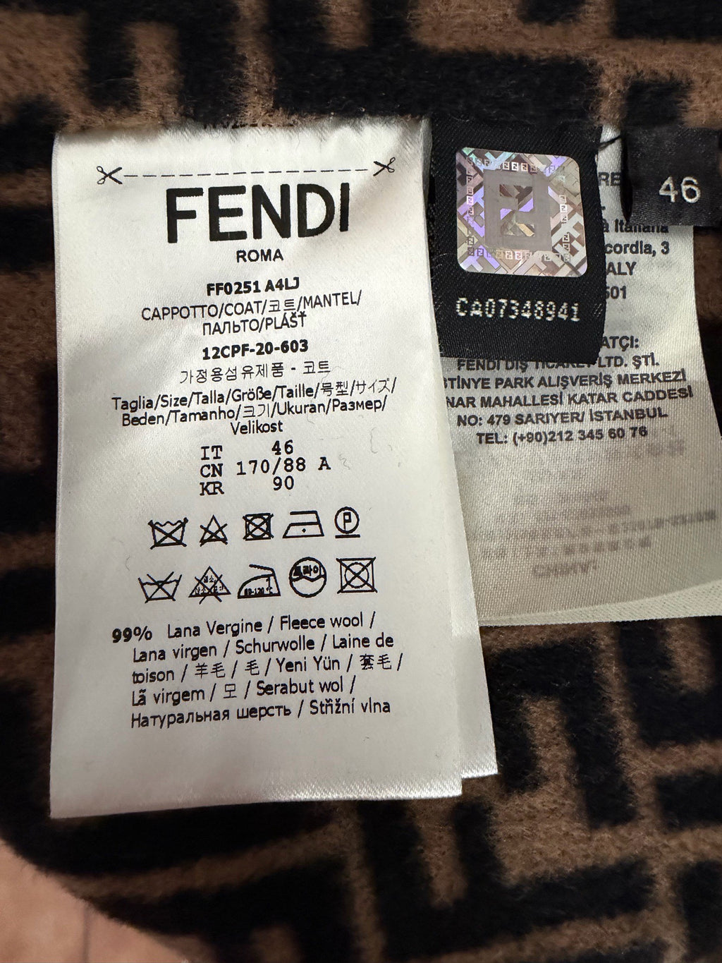 Fendi Black Wool Coat