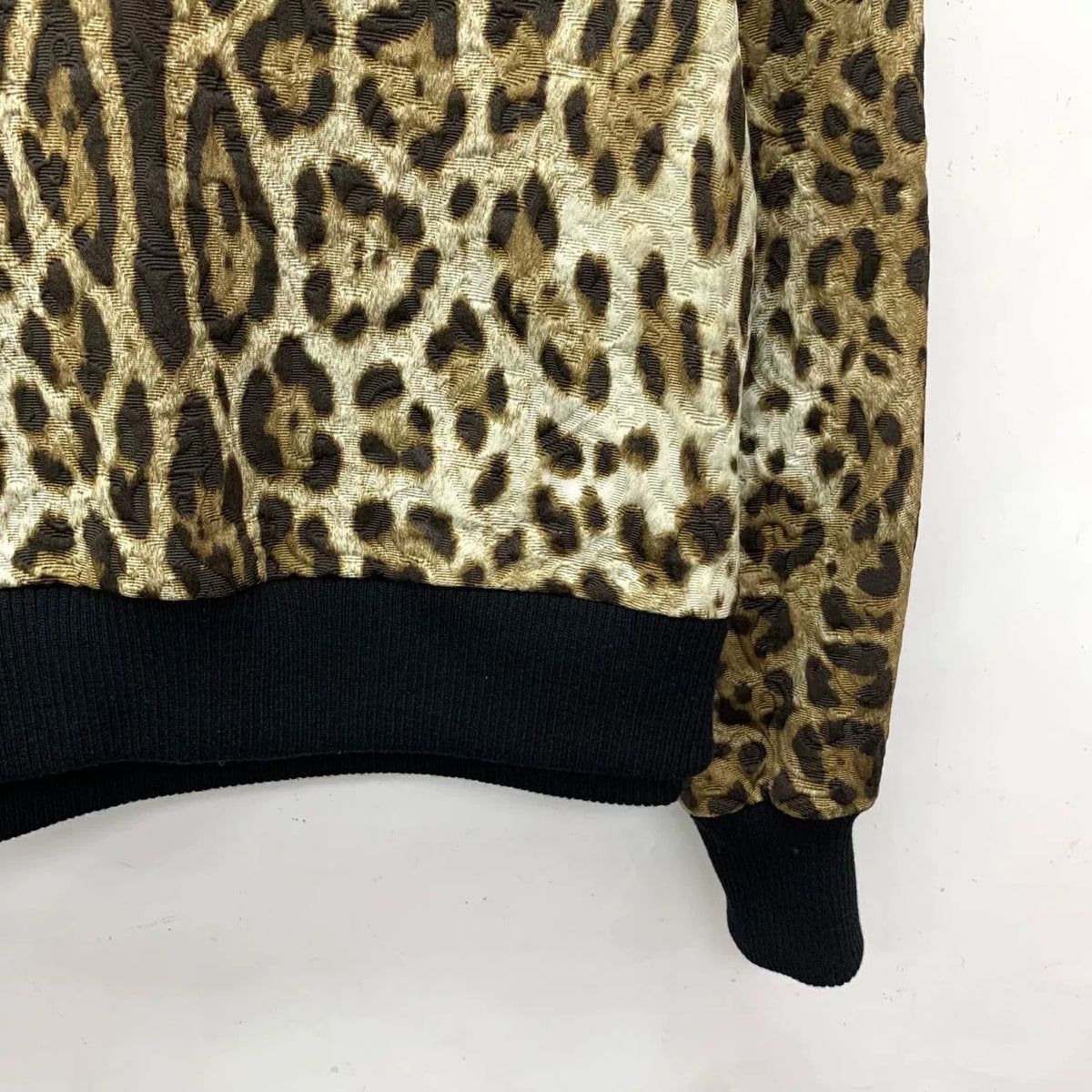 Dolce & Black Leopard Print Crew Neck Sweater