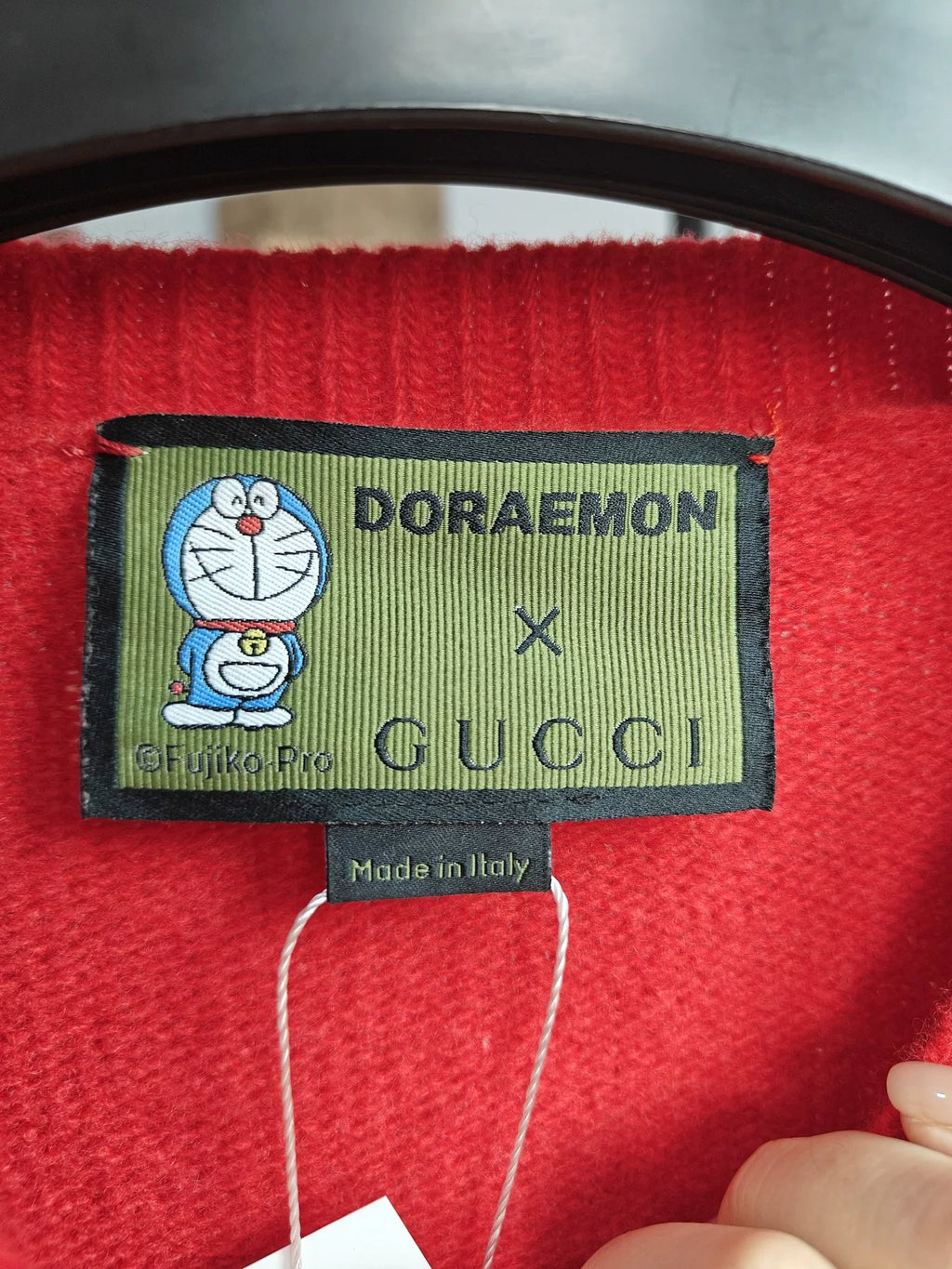 Gucci Red Doraemon Cartoon Print Sweater