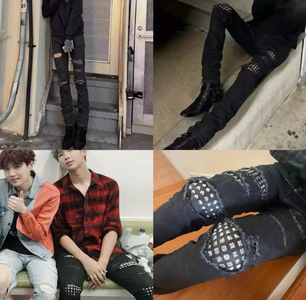 Saint Laurent D02 Black Rivet Distressed Denim Trousers by Hedi Slimane