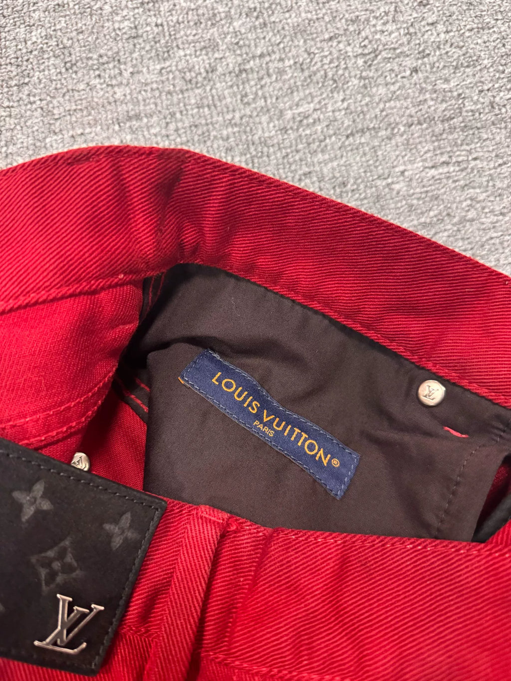 Louis Vuitton Red Black Gradient Monogram Denim Trousers