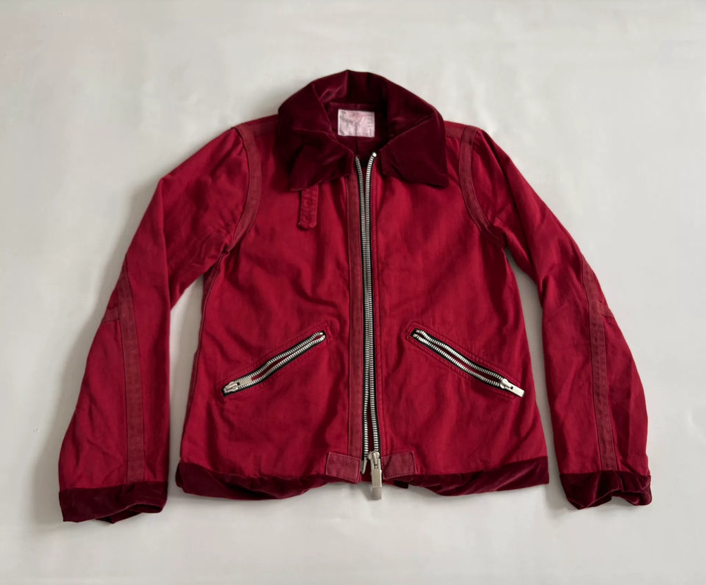 Sacai Vintage Zip Velvet Panel Denim Jacket