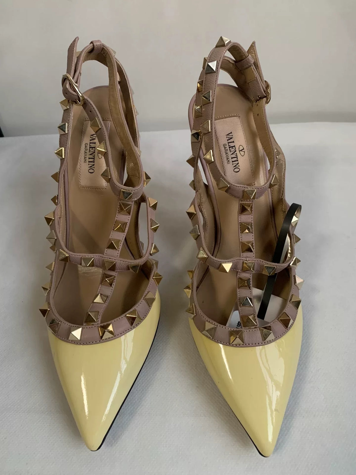 Valentino Gold Stud Patent Leather Pointed-Toe Heels