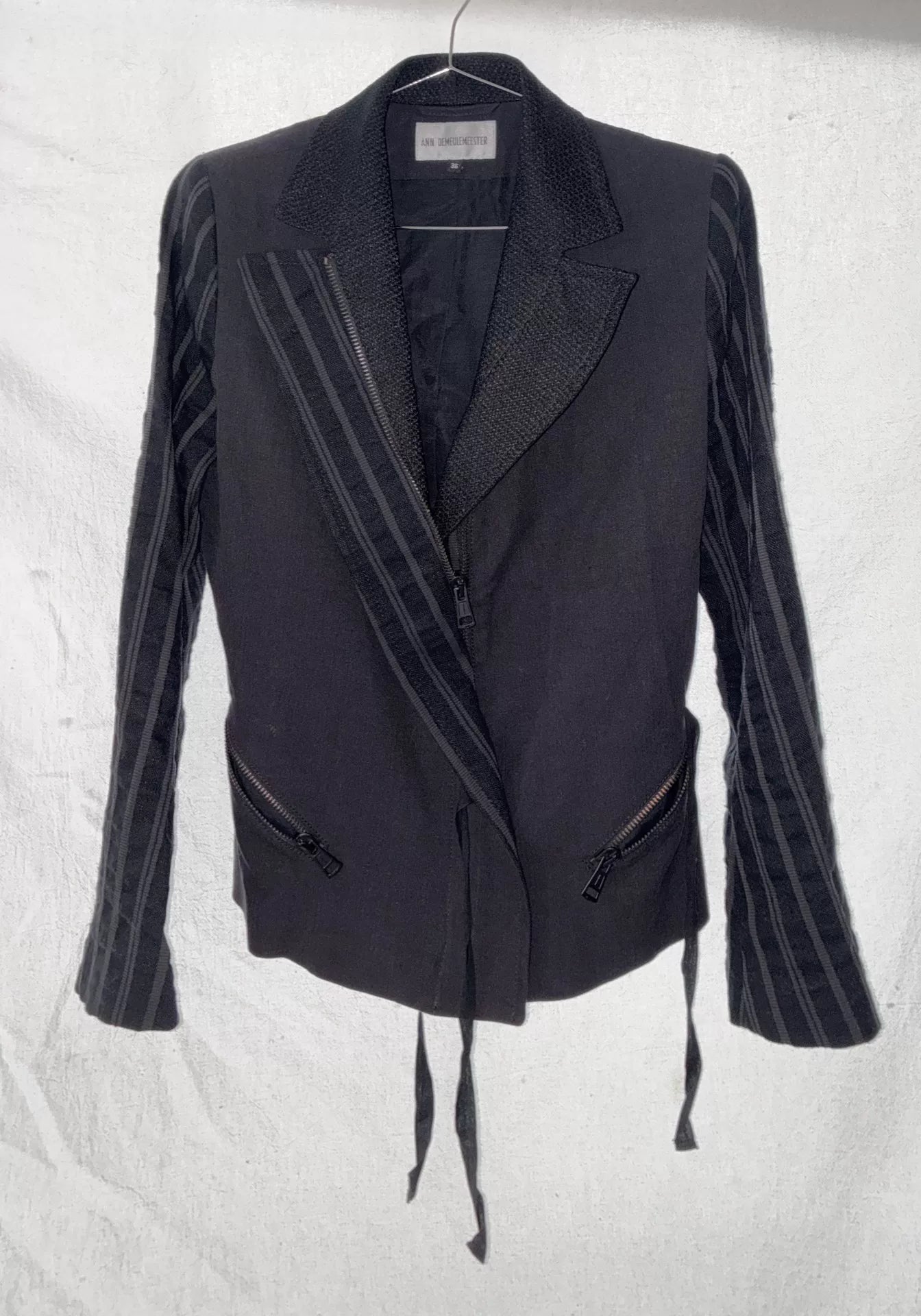 Ann Demeulemeester 97SS White Label Openwork Striped Lace-Up Jacket