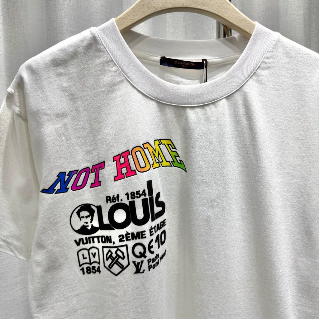 Louis Vuitton Tornado Flock Logo Cotton White Short Sleeve T-Shirt