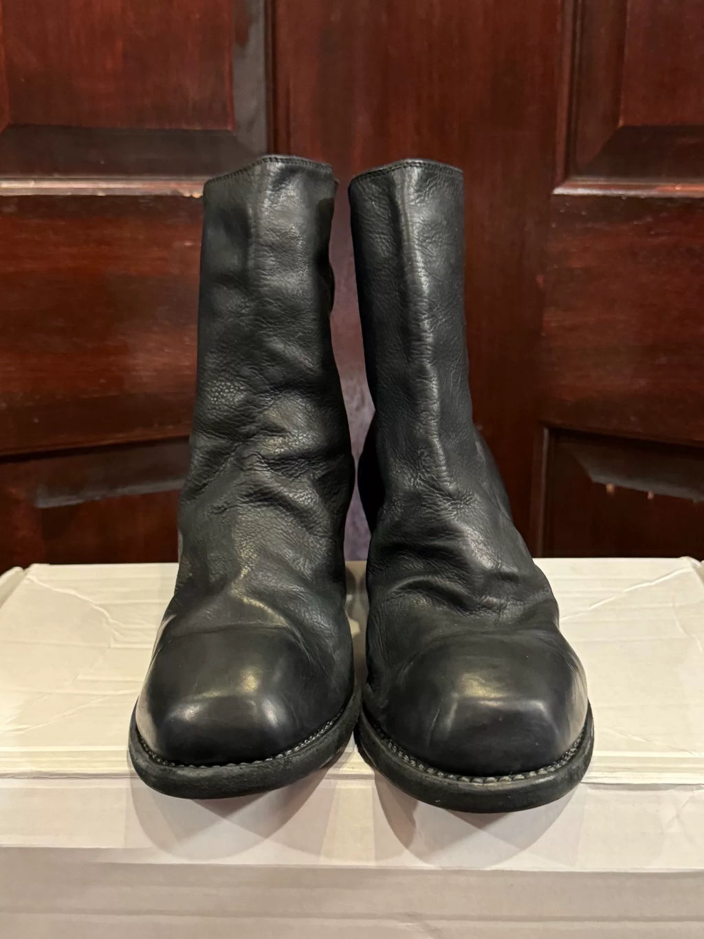 Guidi FW16 4006 Black BLKT Back Zip Mid-Heel Calfskin Boots