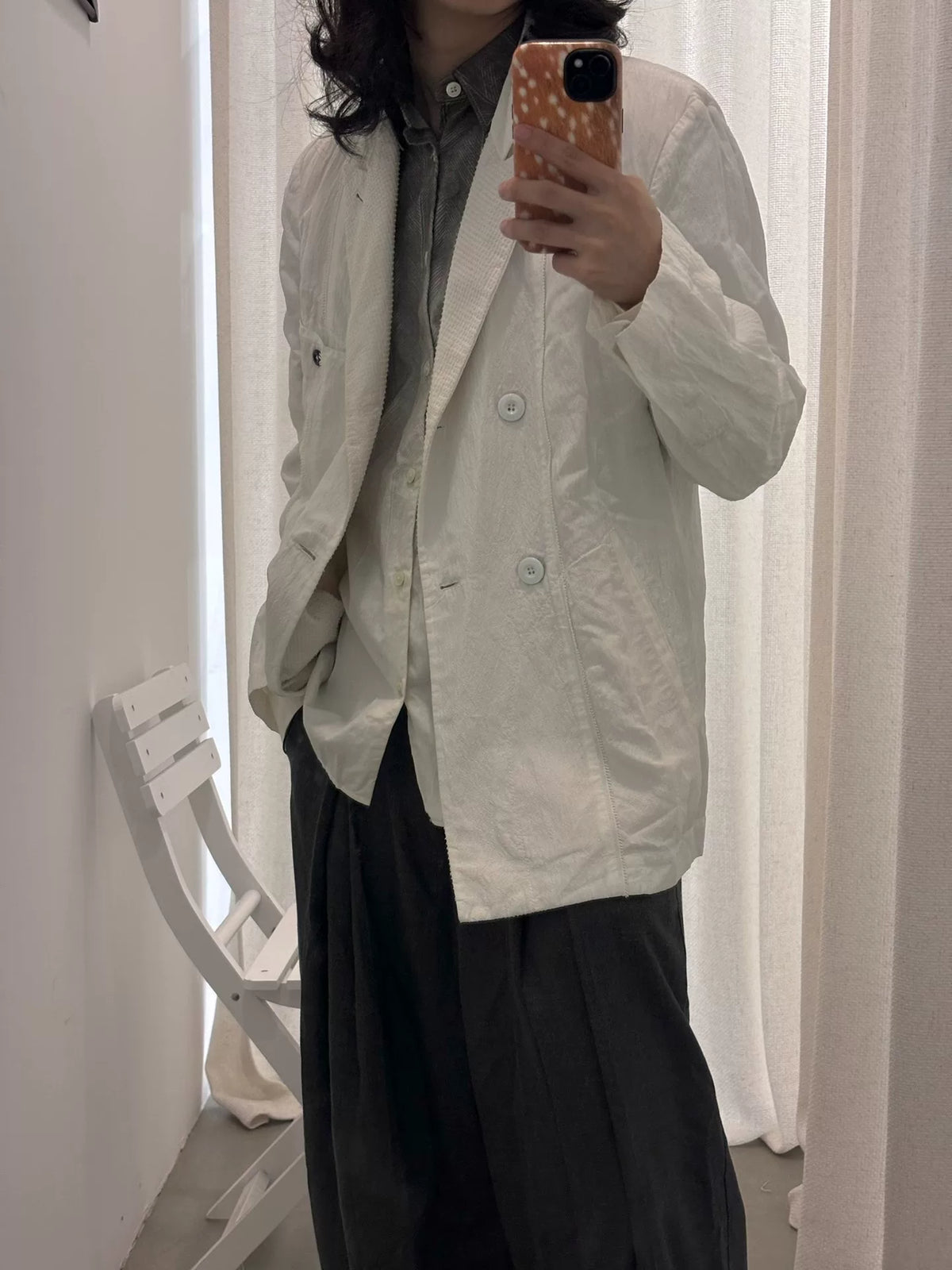 Ann Demeulemeester｜Ann's own era bubble chiffon patchwork suit