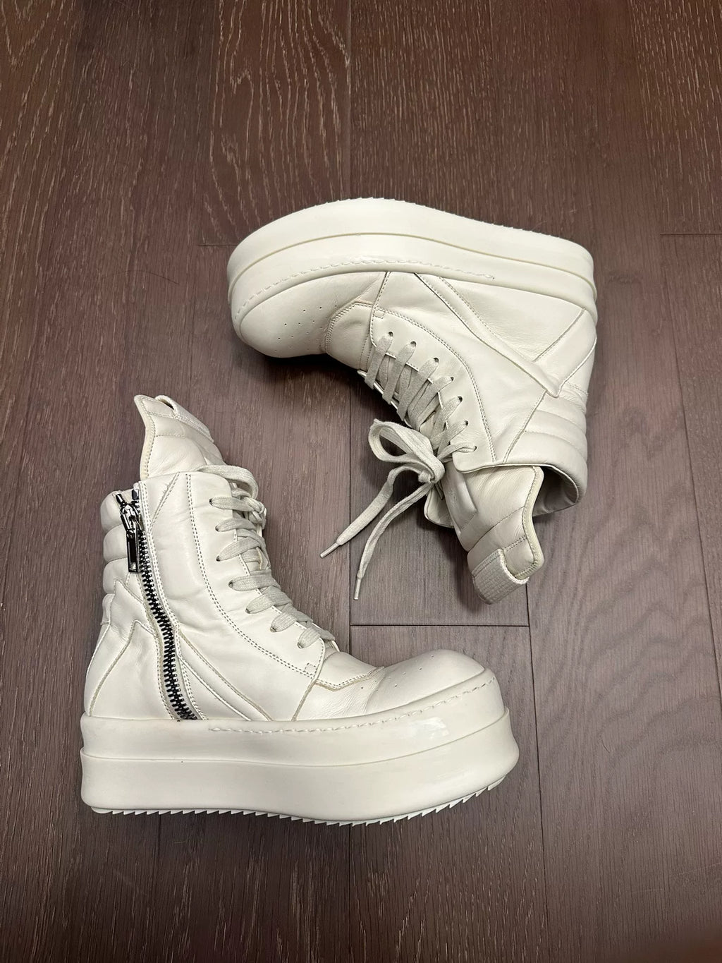 Rick Owens White Inverted-Triangle Sneakers