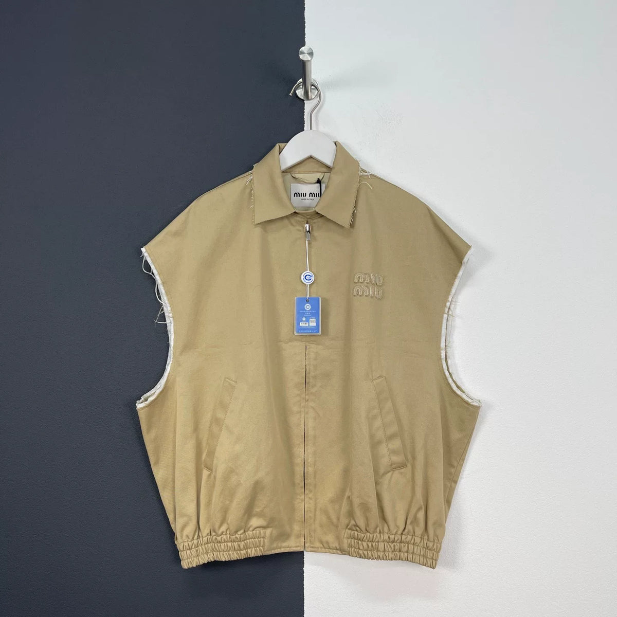 Miumiu Khaki Distressed Vest Jacket