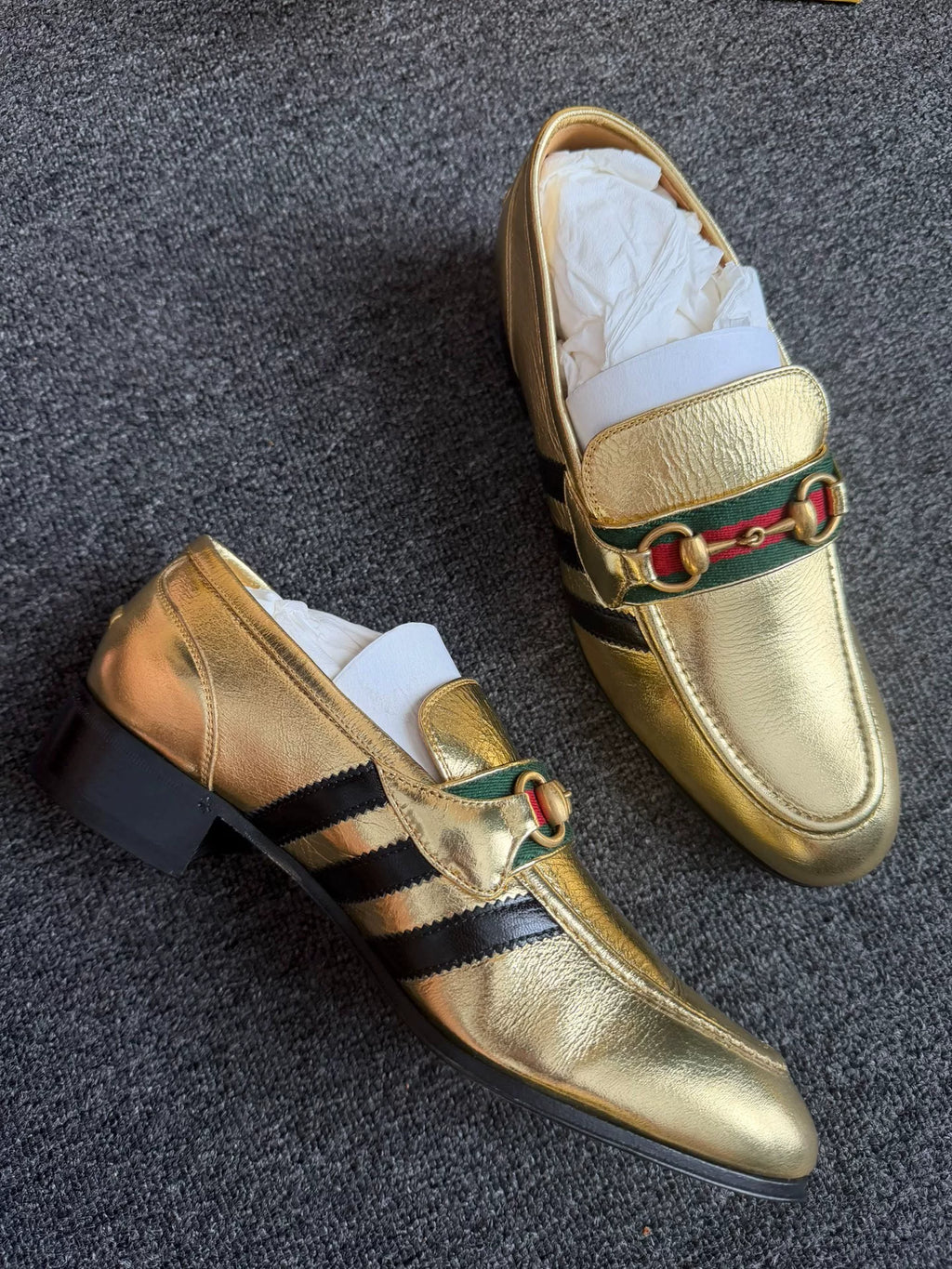 Gucci Adidas X Gold Clog Leather Loafers