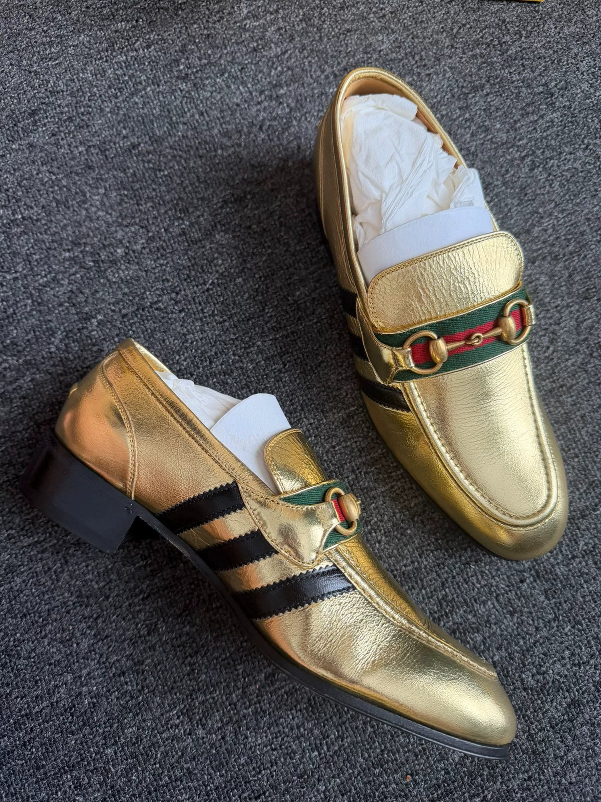 Gucci Adidas X Gold Clog Leather Loafers
