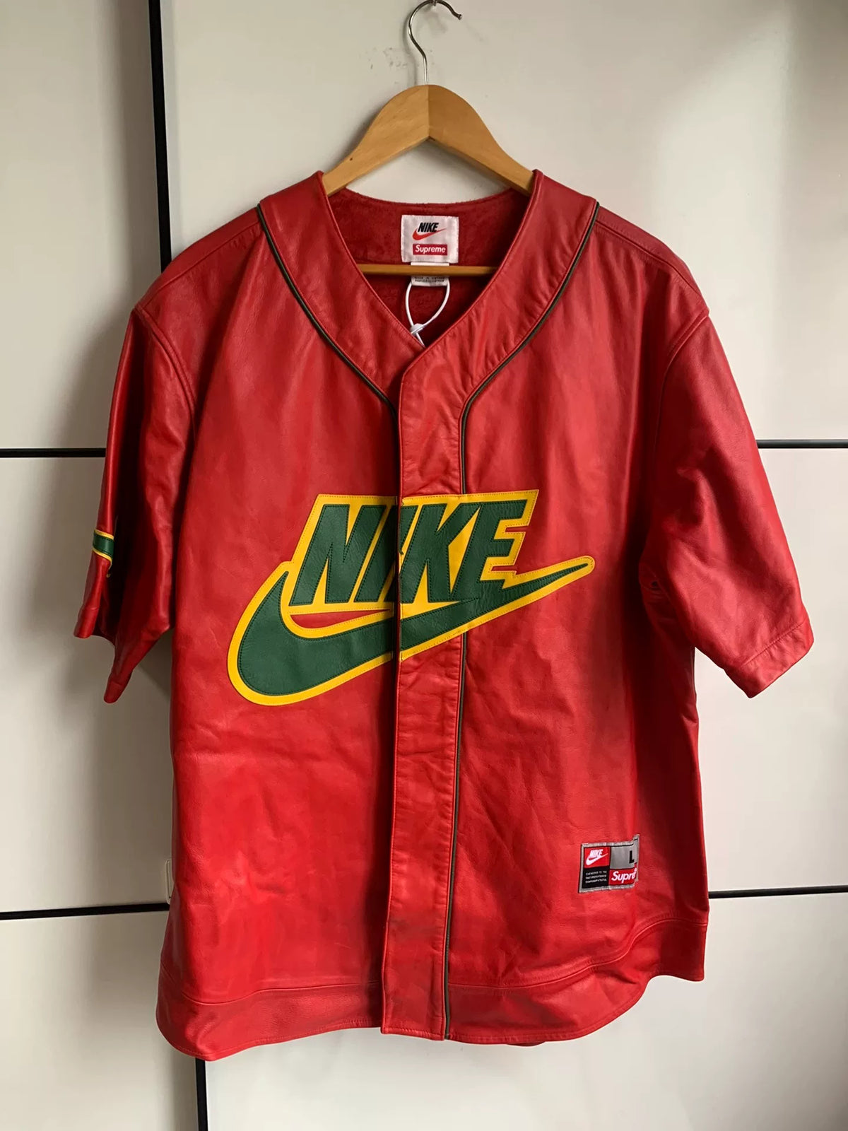 Nike x Supreme FW19 Leather Baseball Jacket