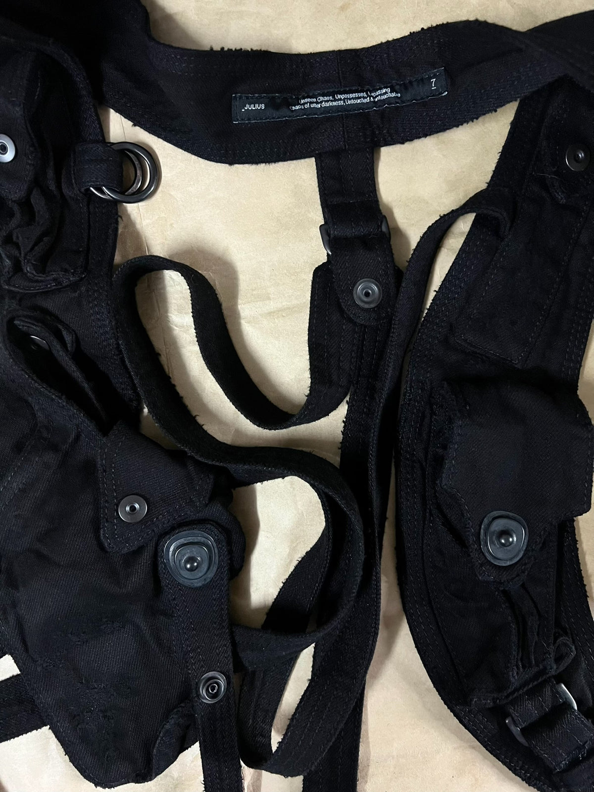 Julius_7 Distressed Denim Gun Holster Vest / Shell Vest