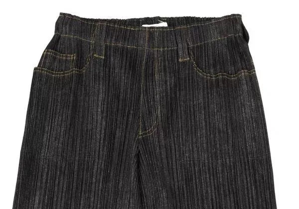 Issey Miyake Vintage Dark Faux-Denim Pleated Pants