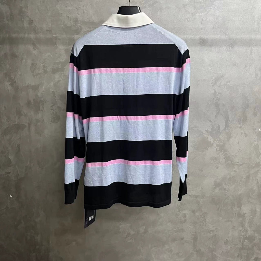 Prada Multi-Color Striped Long-Sleeve Polo Shirt