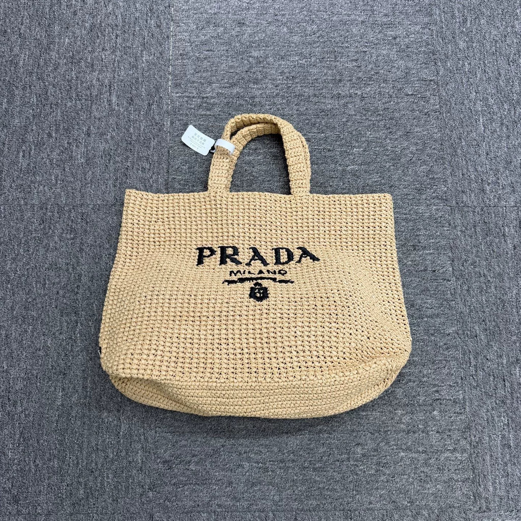 Prada Raffia Woven Shoulder Bag
