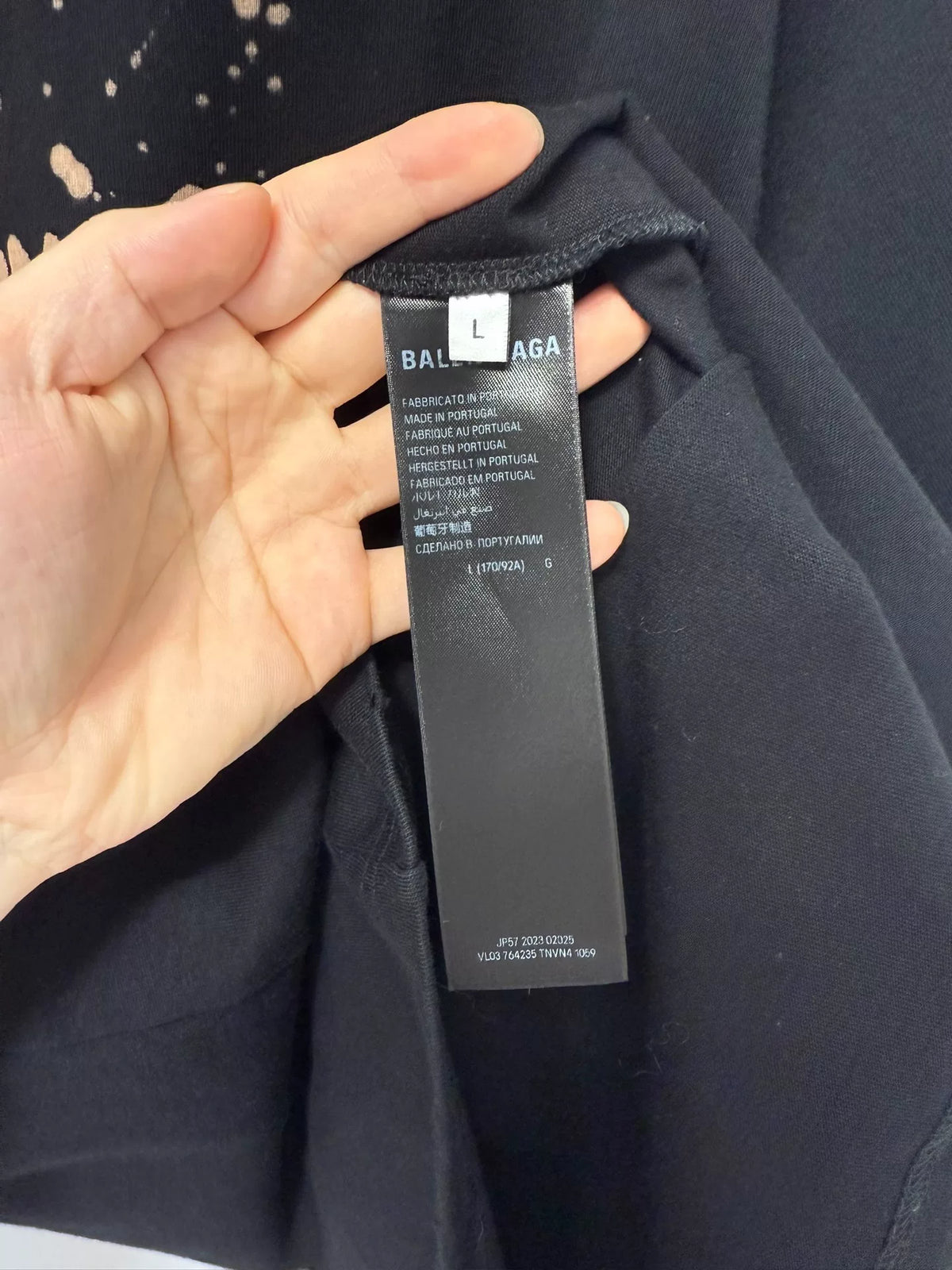 Balenciaga SS23 Black Bubble Print Crew Neck Top